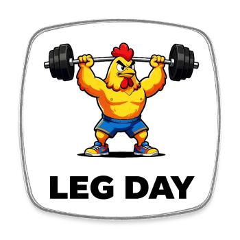 Leg Day Chicken Lifter - Square fridge magnet - white - Front