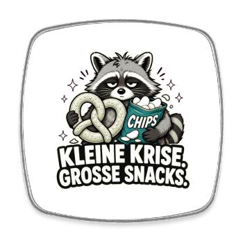 Kleine Krise, große Snacks - Viereckiger Kühlschrankmagnet - Weiß - Vorne