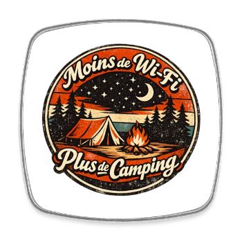 Moins de Wi-Fi plus de Camping - Magnet carré - blanc - Devant