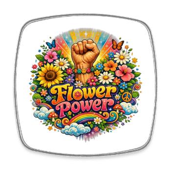 Danse ronde florale du poing floral - Magnet carré - blanc - Devant