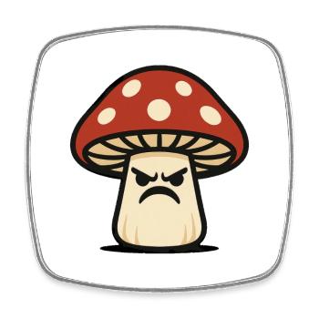 Streetwear Champignon en colère - Magnet carré - blanc - Devant