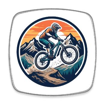 Action VTT d’aventure en montagne - Magnet carré - blanc - Devant