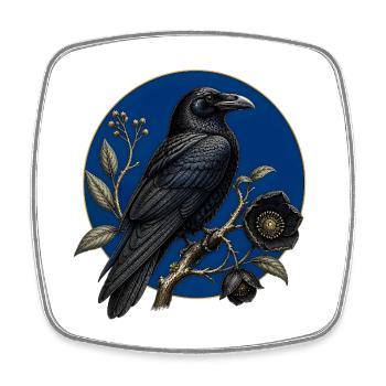 Grand Corbeau Gothique Botanique - Magnet carré - blanc - Devant