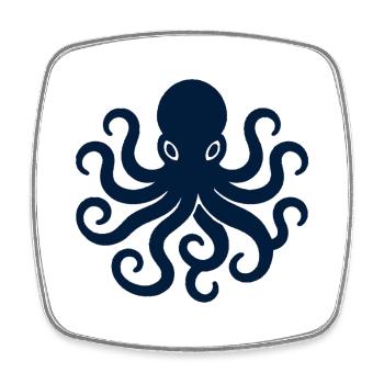 Chemise minimaliste Octopus Ocean - Magnet carré - blanc - Devant