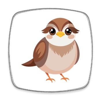 Baby sparrow - Square fridge magnet - white - Front