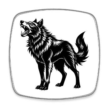 Loup rugissant d’Alaska - Magnet carré - blanc - Devant
