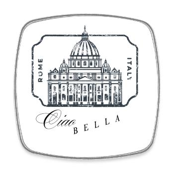 Rome Basilica Stamp Art - Square fridge magnet - white - Front
