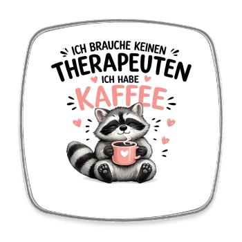 Kaffee Kuschelraccoon mit Herz - Viereckiger Kühlschrankmagnet - Weiß - Vorne