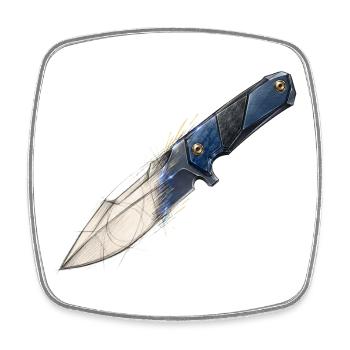 Sketched Dagger with Blue Blade - Square fridge magnet - white - Front