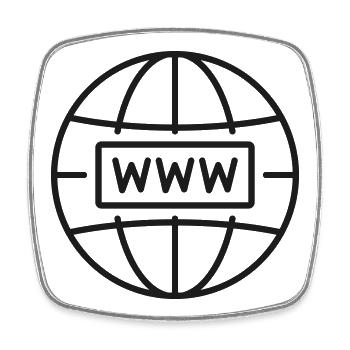 WWW Globe Line Icon Site Internet Global Networ - Magnet carré - blanc - Devant