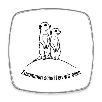 Erdmännchen Zusammen schaffen wir alles - Viereckiger Kühlschrankmagnet - Weiß - Vorne