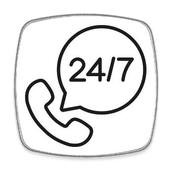 Ligne d’assistance client 24h/24 et 7j/7 Icône Service téléphonique Symb - Magnet carré - blanc - Devant