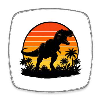 T-Rex at Tropical Sunset - Square fridge magnet - white - Front