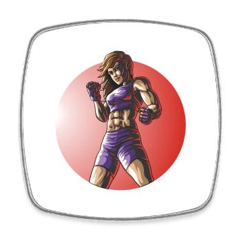 MMA Fighter Fitness Woman Design - Square fridge magnet - white - Front