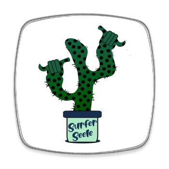 Surfer Surfing Kaktus - Viereckiger Kühlschrankmagnet - Weiß - Vorne