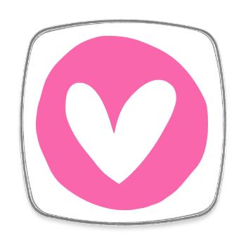 Rosy Heart Emblem on Circular Pink Field - Square fridge magnet - white - Front