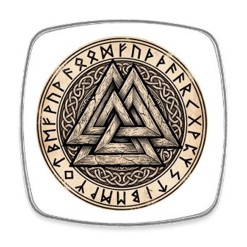 Glyphe du cercle du nœud de Valknut - Magnet carré - blanc - Devant