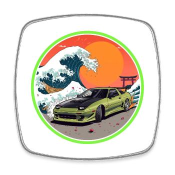 Retro 90er JDM S13 Great Wave Japan Emblem - Viereckiger Kühlschrankmagnet - Weiß - Vorne