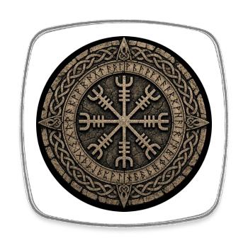 Cercle de boussole runique nordique - Magnet carré - blanc - Devant