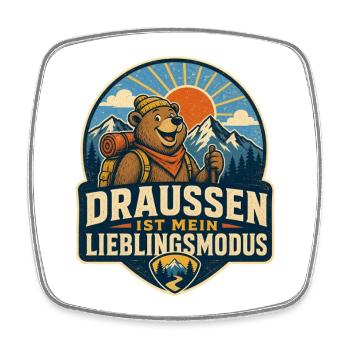 Draußen ist mein Lieblingsmodus – Bär - Viereckiger Kühlschrankmagnet - Weiß - Vorne
