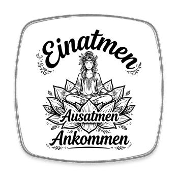 Einatmen Ausatmen Ankommen - Boho Yoga - Viereckiger Kühlschrankmagnet - Weiß - Vorne