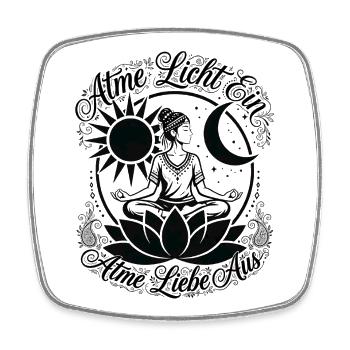 Atme Licht Ein Atme Liebe Aus - Boho Yoga - Viereckiger Kühlschrankmagnet - Weiß - Vorne