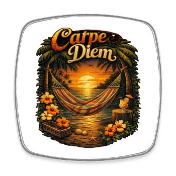 Carpe Diem Strandtraum - Viereckiger Kühlschrankmagnet - Weiß - Vorne