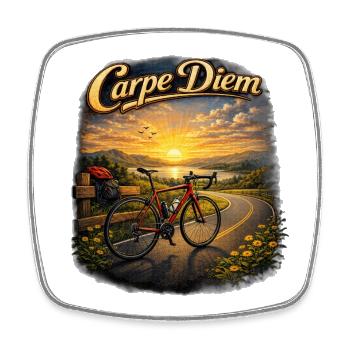 Carpe Diem Fahrrad Sonnenuntergang - Viereckiger Kühlschrankmagnet - Weiß - Vorne