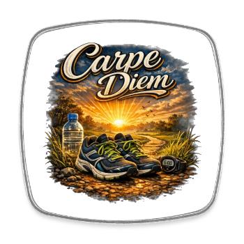Carpe Diem Morgensport Sonnenaufgang - Viereckiger Kühlschrankmagnet - Weiß - Vorne