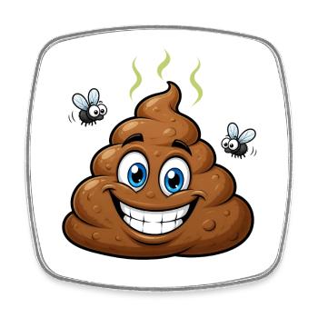 Brown Comic Dog Poop with Flies – Humorous - Square fridge magnet - white - Front