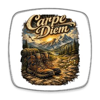 Carpe Diem Bergwanderer - Viereckiger Kühlschrankmagnet - Weiß - Vorne