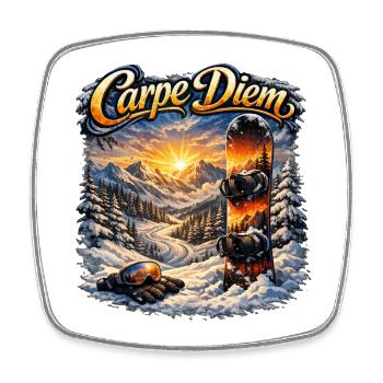 Carpe Diem Wintersport Szene - Viereckiger Kühlschrankmagnet - Weiß - Vorne