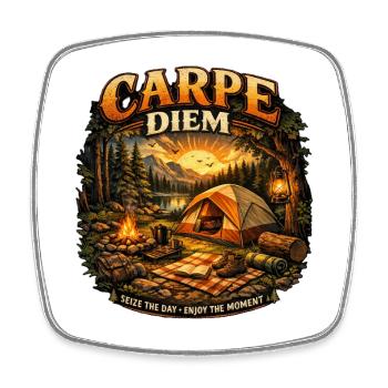 Carpe Diem Campfire Sunset - Square fridge magnet - white - Front