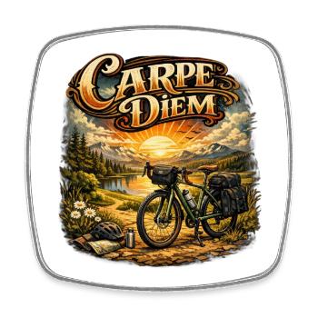 Carpe Diem Fahrradabenteuer Sonnenaufgang - Viereckiger Kühlschrankmagnet - Weiß - Vorne