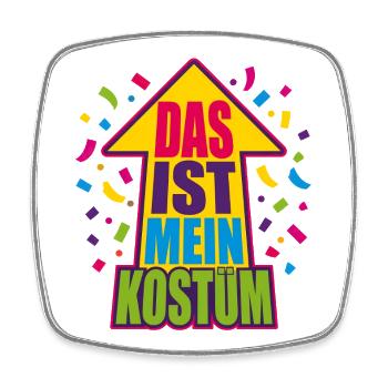 Das ist mein Kostüm – Bunter Faschings-Pfeil - Viereckiger Kühlschrankmagnet - Weiß - Vorne