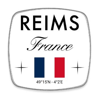 Reims, France, coordonnée Souvenir de voyage - Magnet carré - blanc - Devant