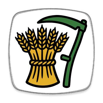 Grain Scythe Harvest Icon - Square fridge magnet - white - Front