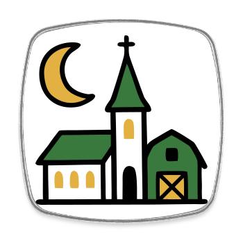 Œuvres d’art de la lune de l’église du village - Magnet carré - blanc - Devant