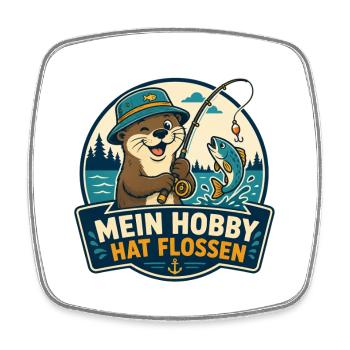 Mein Hobby hat Flossen – Angel-Otter - Viereckiger Kühlschrankmagnet - Weiß - Vorne