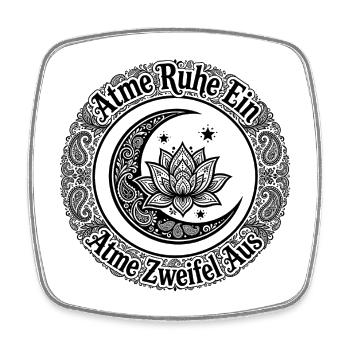 Atme Ruhe Ein Atme Zweifel Aus - Mond Lotus Sterne - Viereckiger Kühlschrankmagnet - Weiß - Vorne