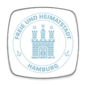 Hamburg Wappen – Freie Und Heimatstadt (Sky Blue) - Viereckiger Kühlschrankmagnet - Weiß - Vorne