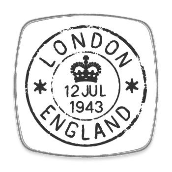 Londres, Angleterre, ligne vintage de timbre postal Se - Magnet carré - blanc - Devant