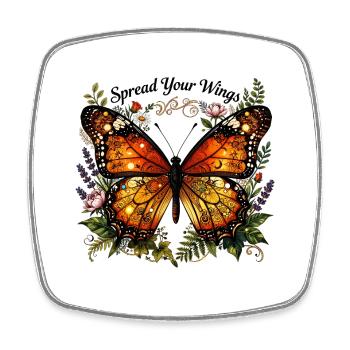 Spread Your Wings: Floral Butterfly - Square fridge magnet - white - Front