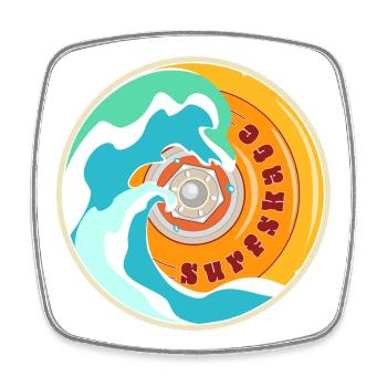 Surfskate Lover - Magnet carré - blanc - Devant