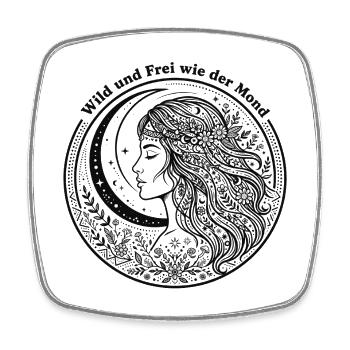 Wild Und Frei Wie Der Mond - Boho Yoga Frau  - Viereckiger Kühlschrankmagnet - Weiß - Vorne