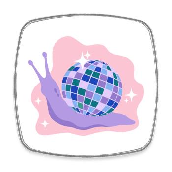 Escargot Disco Ball - Magnet carré - blanc - Devant