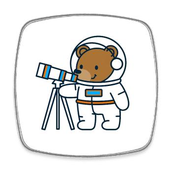 Astronaut bear at the telescope - Square fridge magnet - white - Front