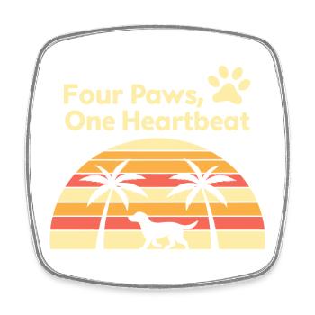 Quatre pattes et un motif de chien au coucher du soleil - Magnet carré - blanc - Devant