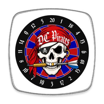 Crâne Pirate sur Dartboard - Magnet carré - blanc - Devant