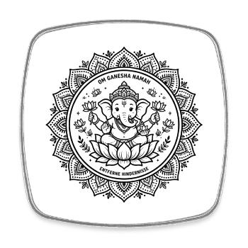 Om Ganesha Namah Entferne Hindernisse - Yoga Mond - Viereckiger Kühlschrankmagnet - Weiß - Vorne